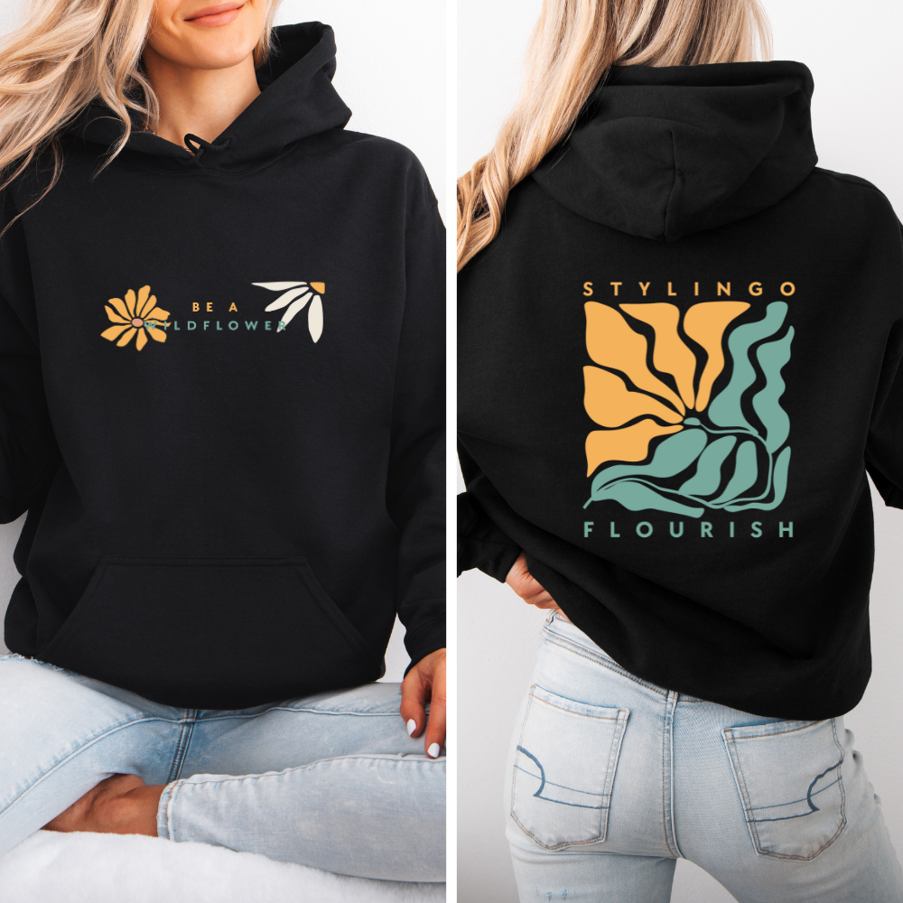 Flourish Hoodie - Be A WildFlower - Black