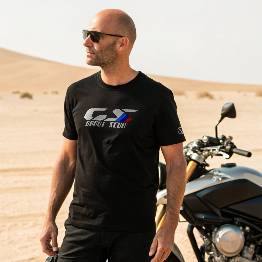 Biker T-Shirt - Mens - Short Sleeve - Groot Seun - Black