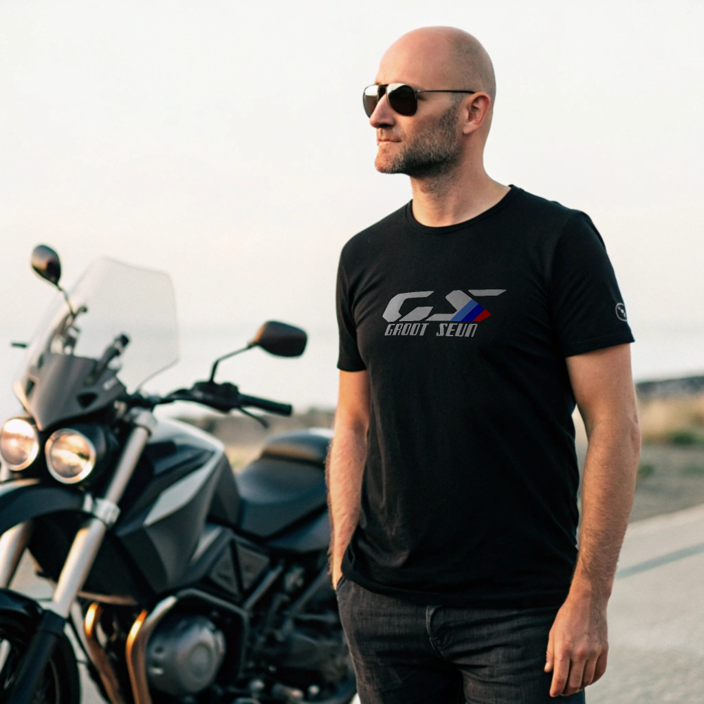 Biker T-Shirt - Mens - Short Sleeve - Groot Seun - Black