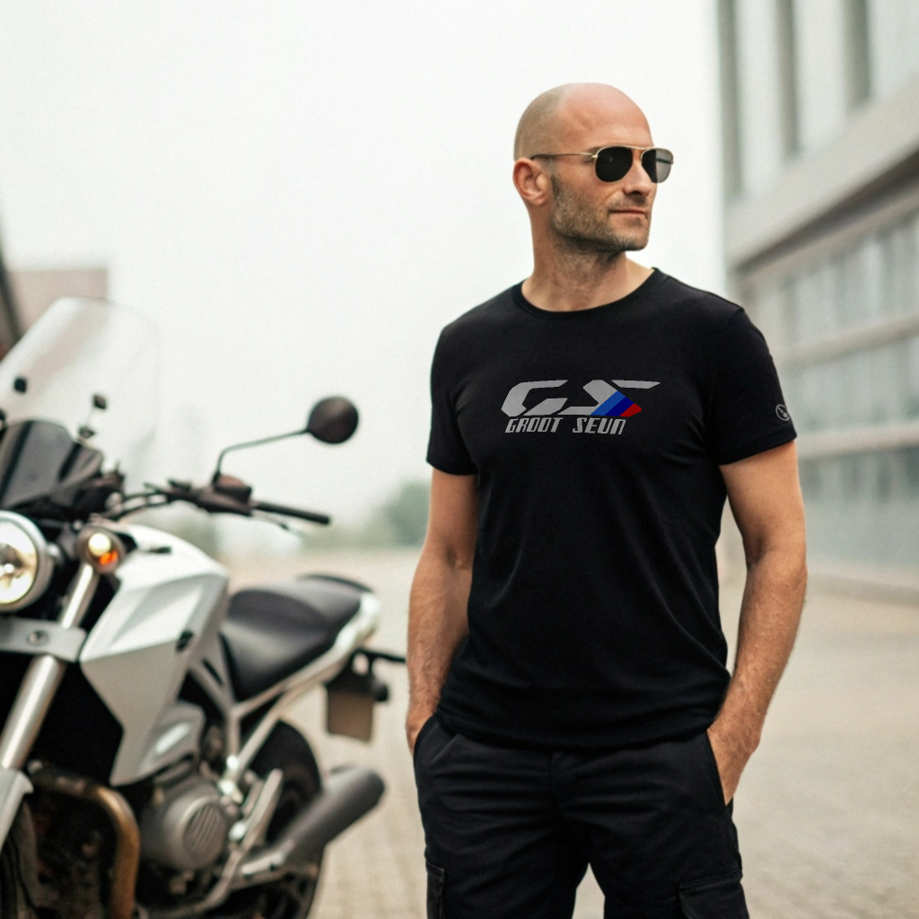 Biker T-Shirt - Mens - Short Sleeve - Groot Seun - Black