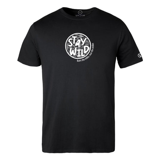 Biker T-Shirt - Mens - Short Sleeve - Stay Wild - Black