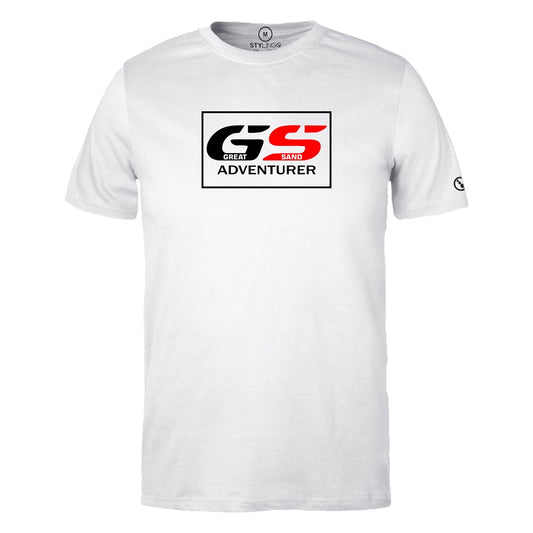 Biker T-Shirt - Mens - Short Sleeve - GS - Great Sand Adventurer - White