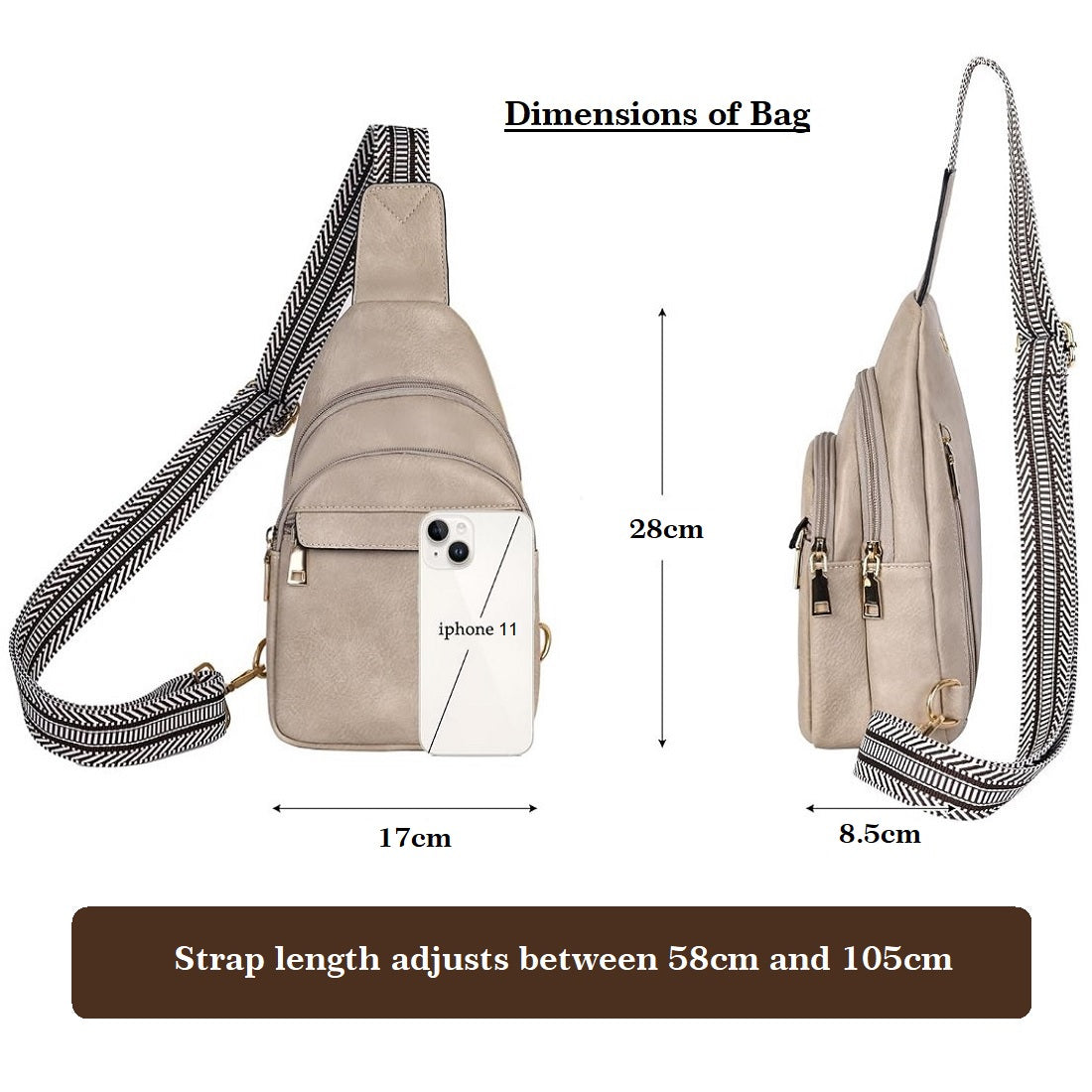 Sling Bag - Crossbody - Blake - Taupe - Choc