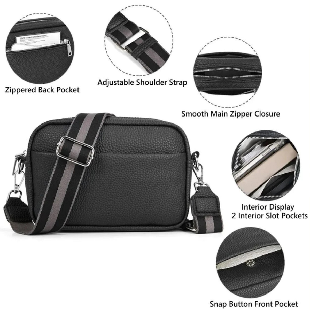Cross Body - Riley - Black - Includes two Removal Straps available at Stylingo.co.za