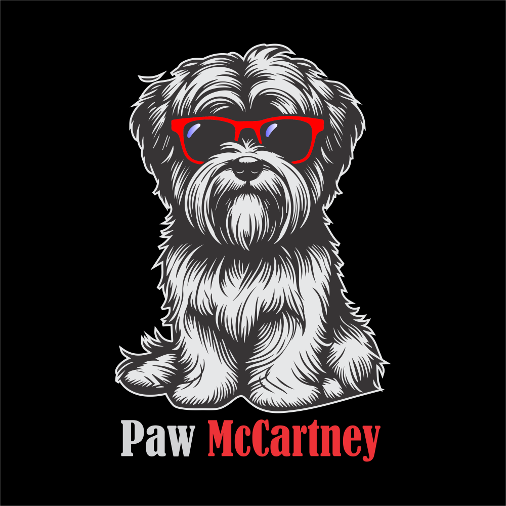Paw McCartney T-shirt artwork featuring a playful dog-inspired graphic and typography.