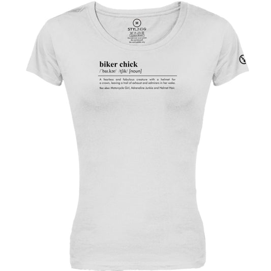 Biker T-Shirt - Ladies - Short Sleeve - Biker Chick - White