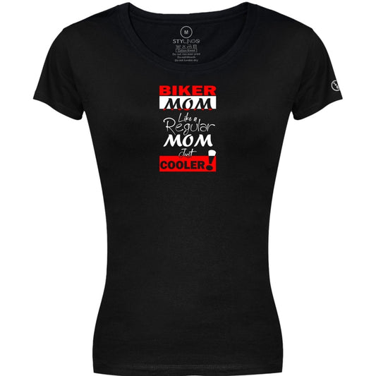 Biker T-Shirt - Ladies - Short Sleeve - Biker Mom - Black
