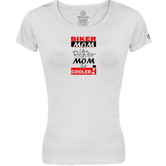Biker T-Shirt - Ladies - Short Sleeve - Biker Mom - White