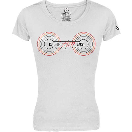 Biker T-Shirt - Ladies - Short Sleeve - Built-in Air Bags - White