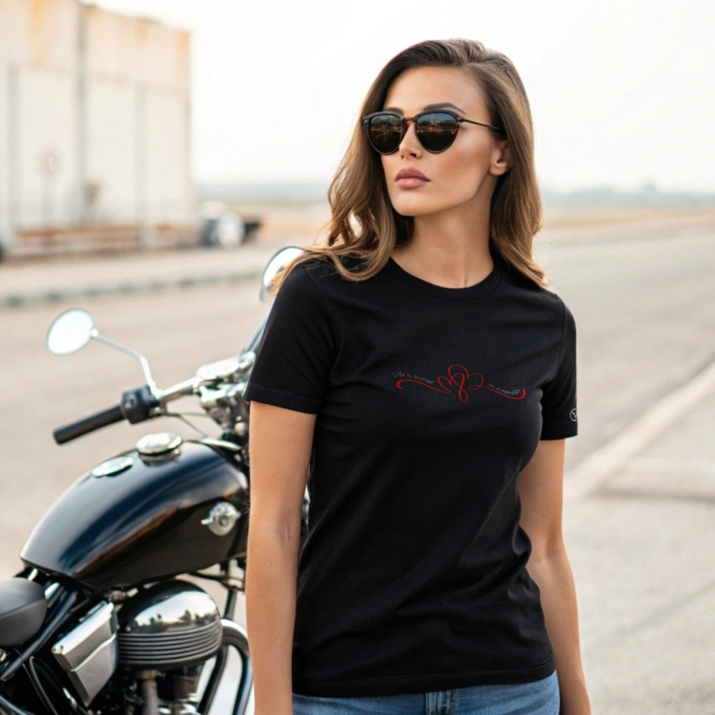 Ladies T-Shirt - Short Sleeve - Life is better on a motorbike - Black