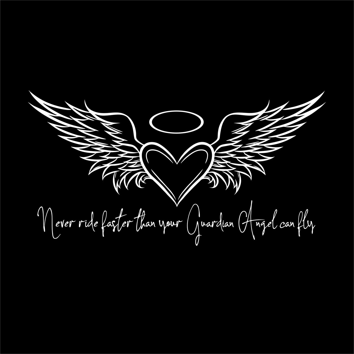 Ladies T-Shirt - Short Sleeve - Never Ride Faster than your Guardian Angel can Fly - Black