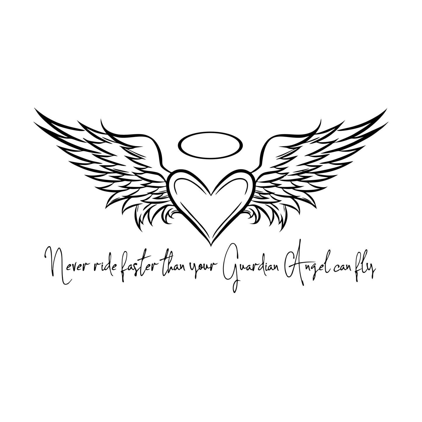 Ladies T-Shirt - Short Sleeve - Never Ride Faster than your Guardian Angel can Fly - White