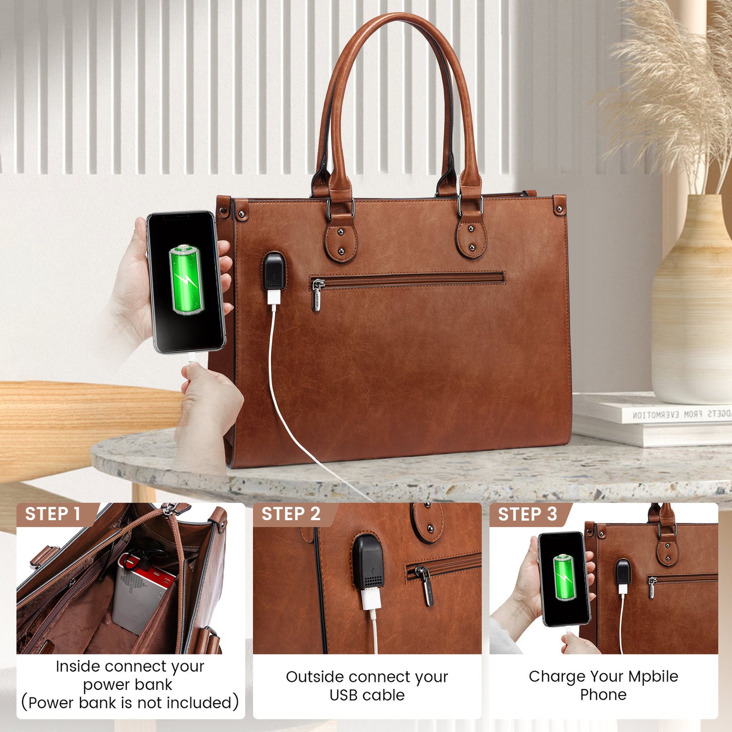 Laptop Bag - 15.6" - Sadie - With Pouch - Brown shop at Stylingo.co.za