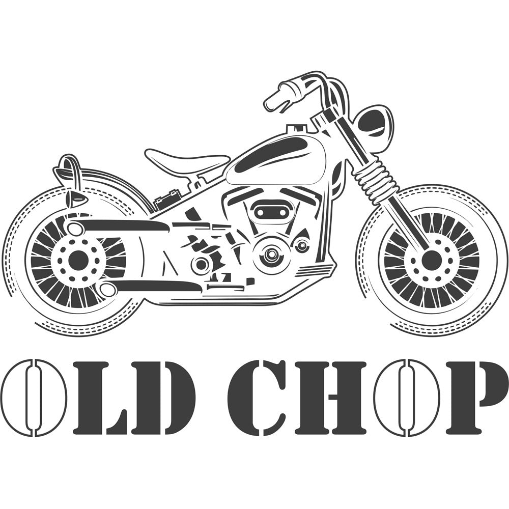 Biker T-Shirt - Mens - Short Sleeve - Old Chop - White