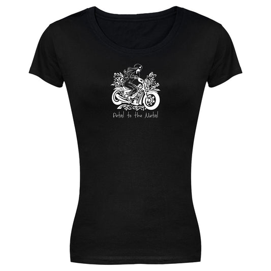 Biker T-Shirt - Ladies - Short Sleeve - Petal to the Metal - Black