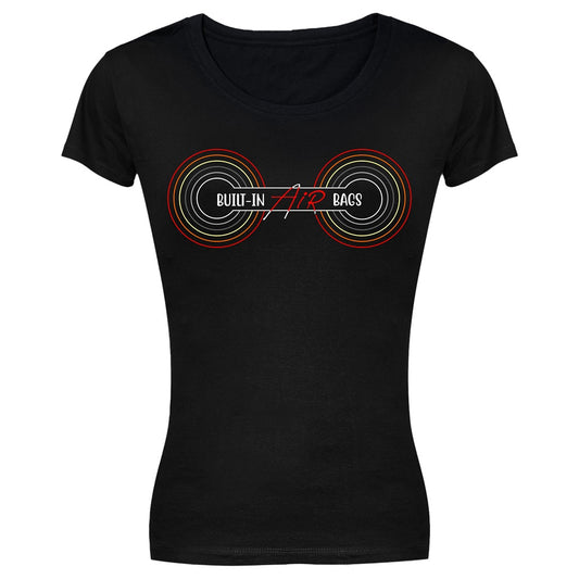 Biker T-Shirt - Ladies - Short Sleeve - Built-in Air Bags - Black