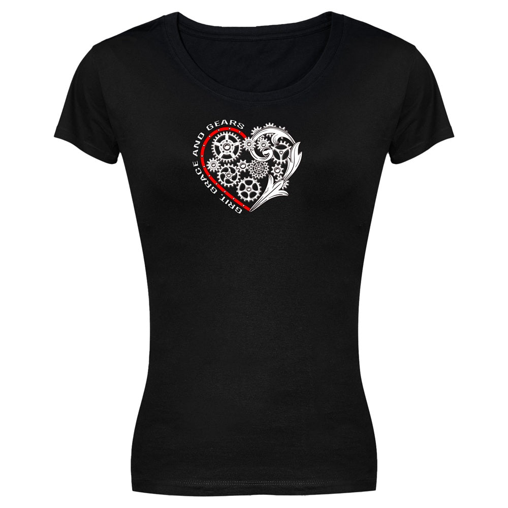 Ladies T-Shirt - Short Sleeve - Grit, Grace and Gears - Black