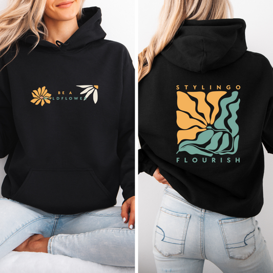 Flourish Hoodie - Be A WildFlower - Black