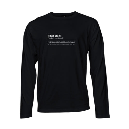 Ladies T-Shirt - Long Sleeve - Biker Chick - Black