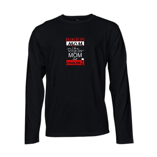 Ladies T-Shirt - Long Sleeve - Biker Mom - Black