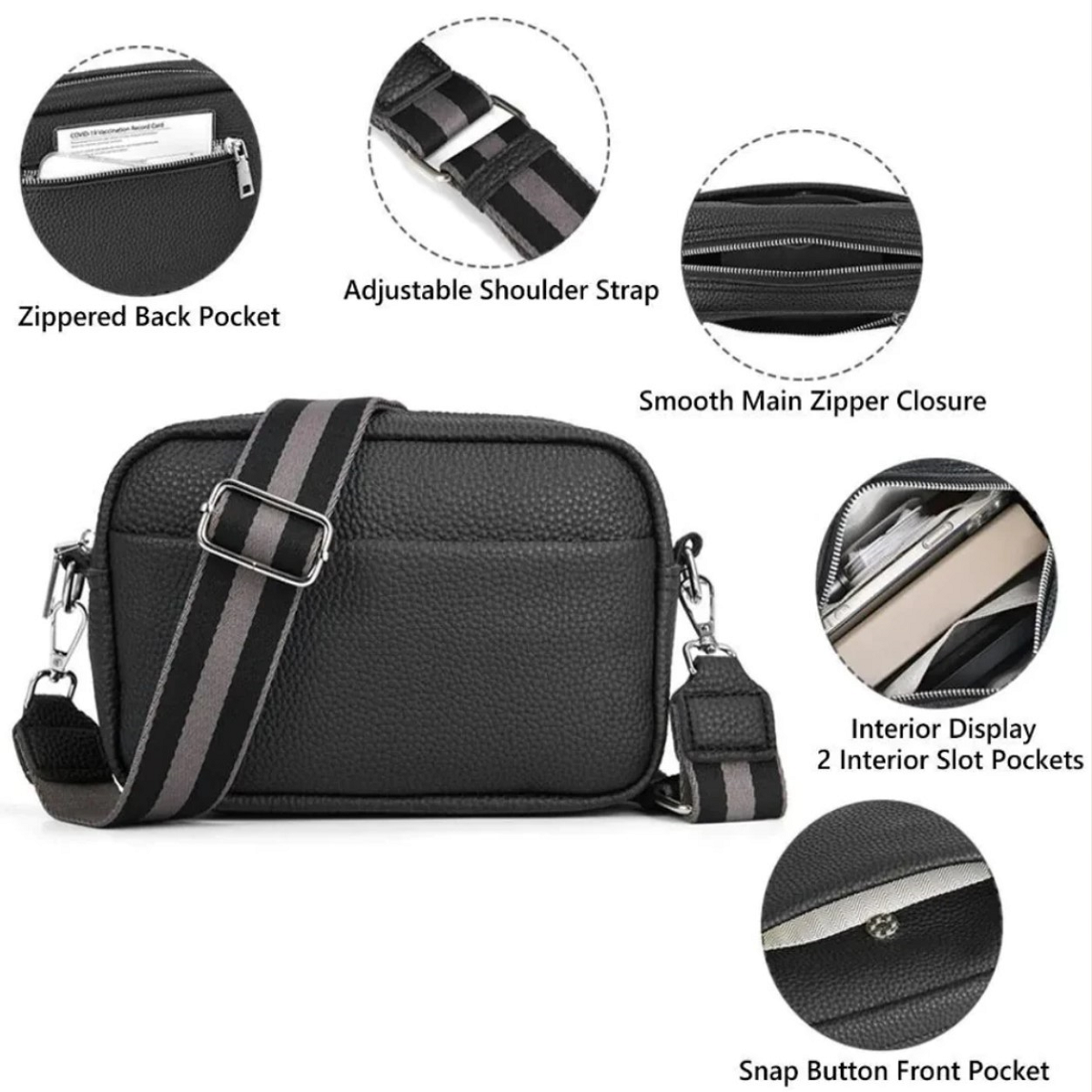 Cross Body - Riley - Black - Includes two Removal Straps available at Stylingo.co.za 