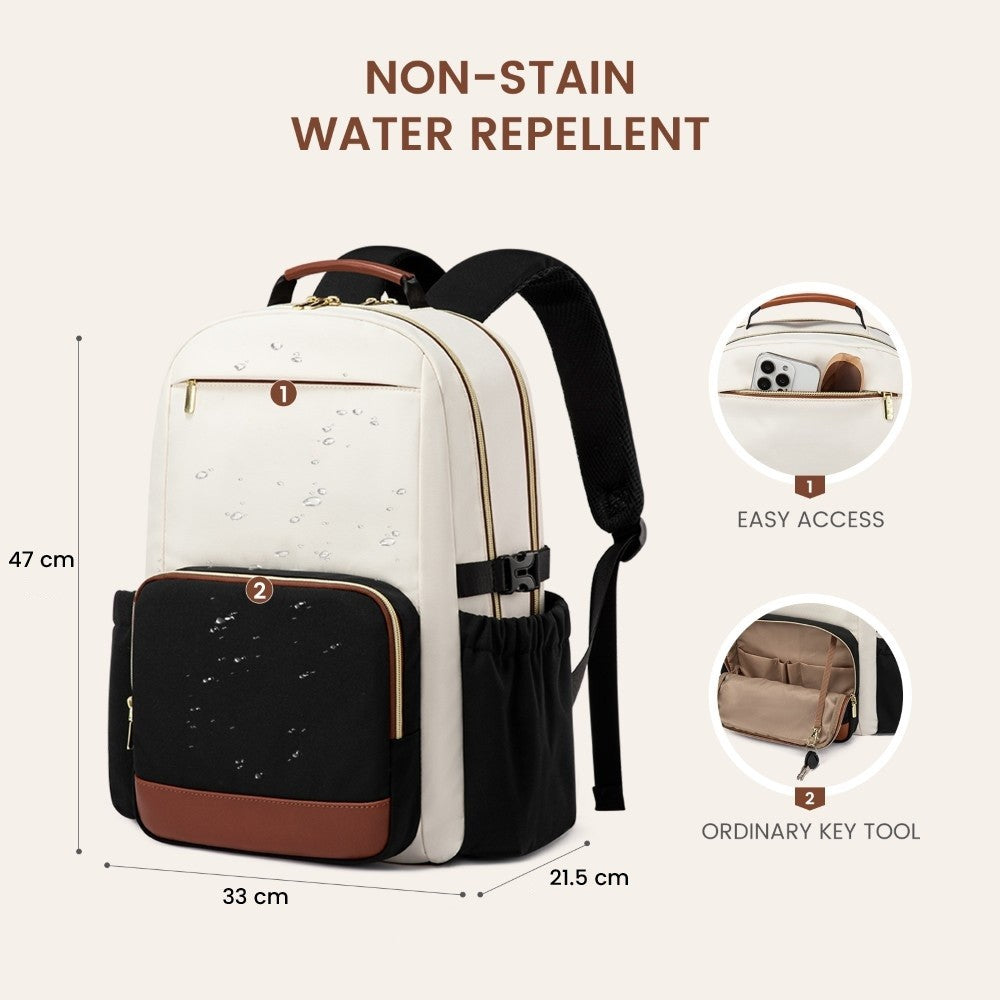 Cream & Black Laptop Backpack