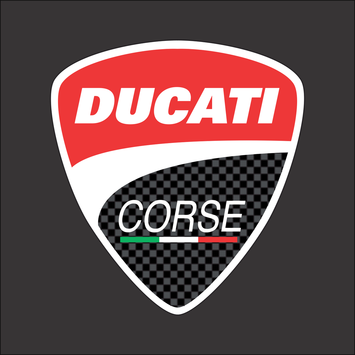 Ducati Corse T-shirt artwork featuring a bold motorcycle-inspired graphic design.