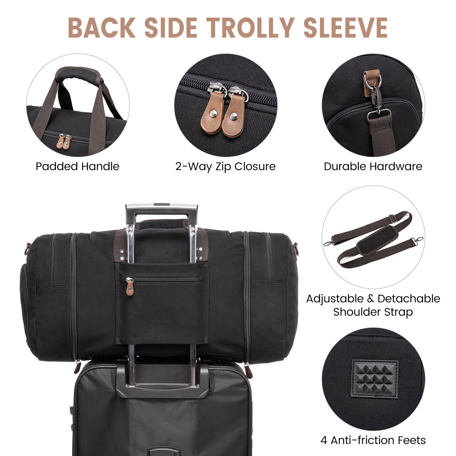 Duffel Bag - Expandable - Jodie - With Toiletry Bag - Black shop at Stylingo.co.za