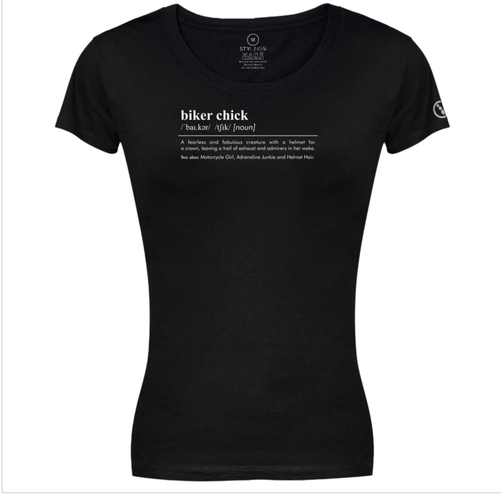 Ladies T-Shirt - Short Sleeve - Biker Chick - Black