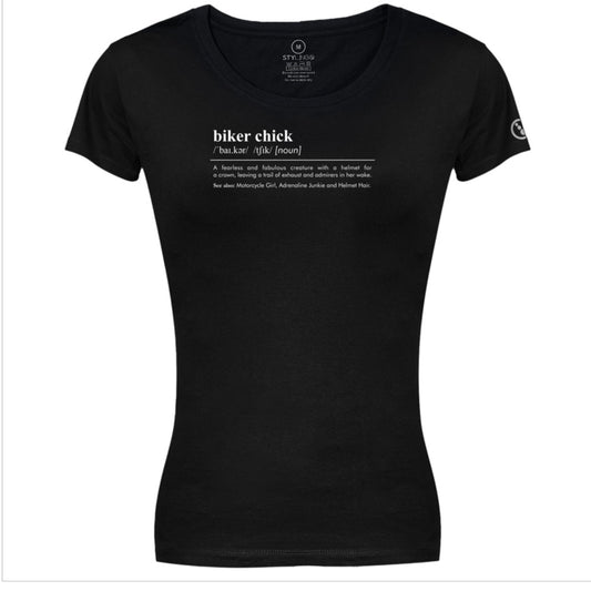 Ladies T-Shirt - Short Sleeve - Biker Chick - Black