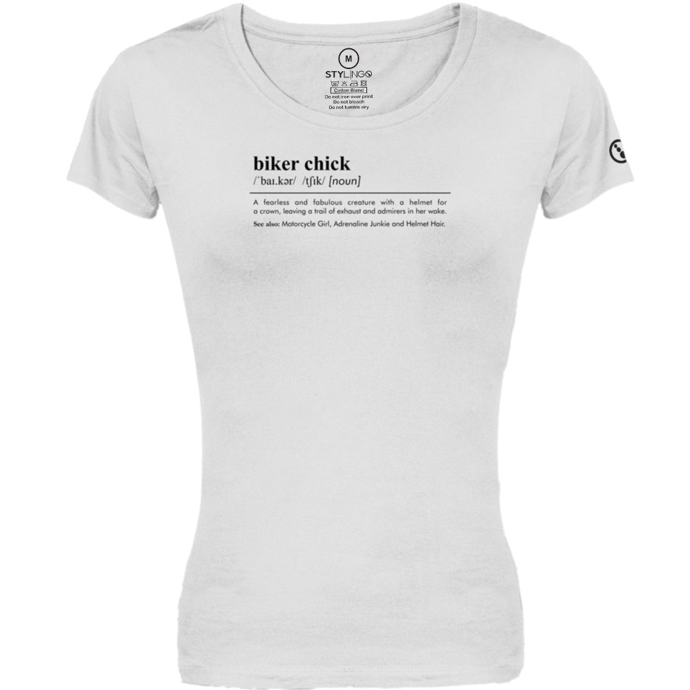 Ladies T-Shirt - Short Sleeve - Biker Chick - White