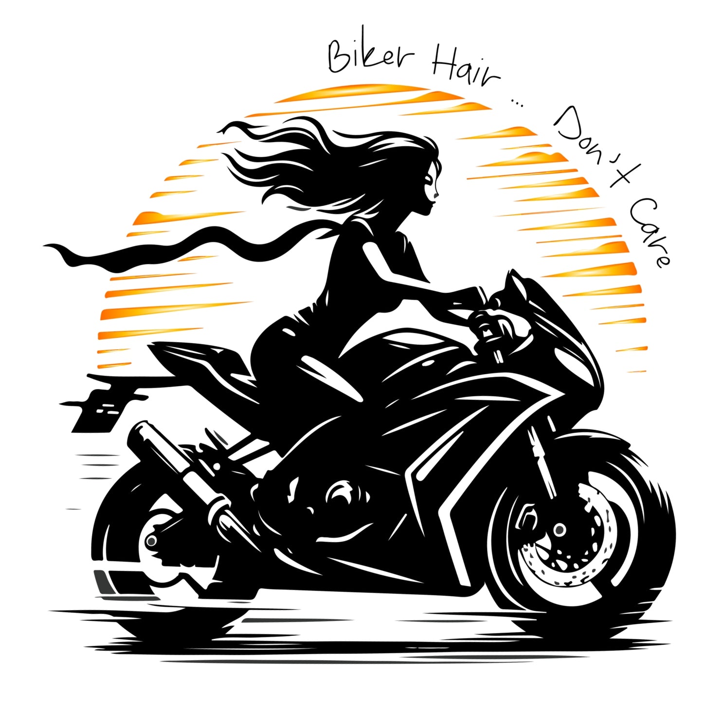 Ladies T-Shirt - Short Sleeve - Biker Hair Don't Care - White