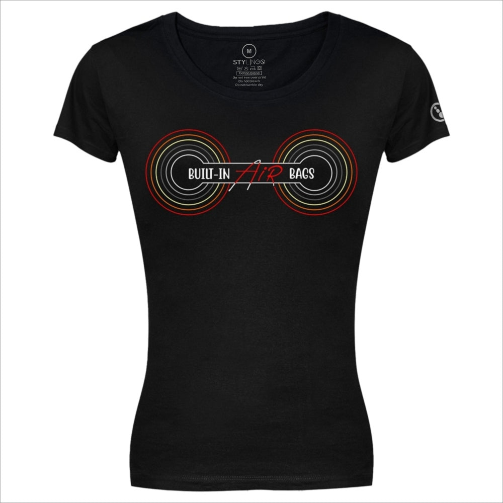 Ladies T-Shirt - Short Sleeve - Built-in Air Bags - Black