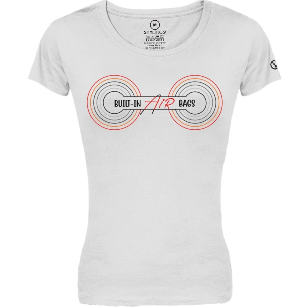 Ladies T-Shirt - Short Sleeve - Built-in Air Bags - White