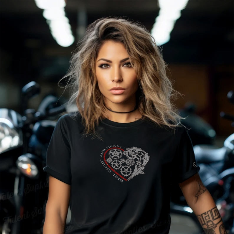 Ladies T-Shirt - Short Sleeve - Grit, Grace and Gears - Black