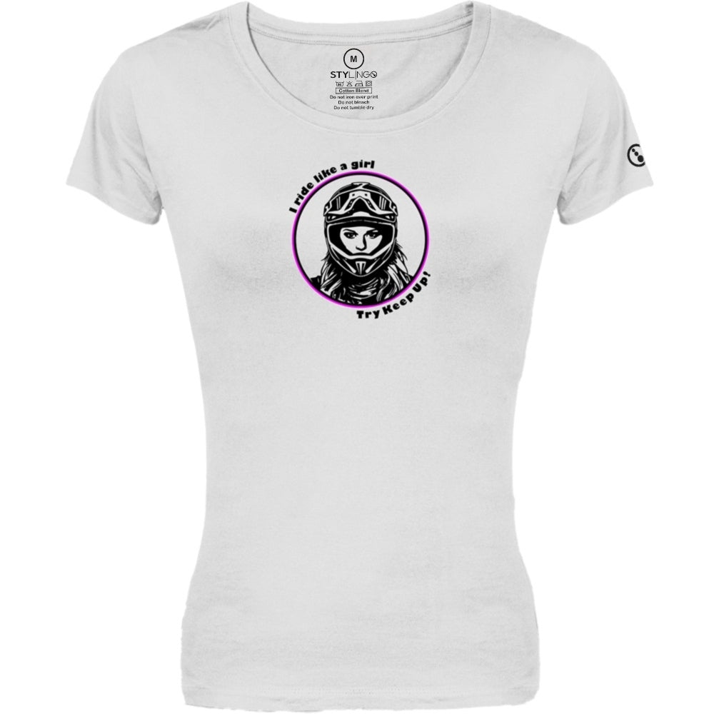 Ladies T-Shirt - Short Sleeve - I ride like a girl - White