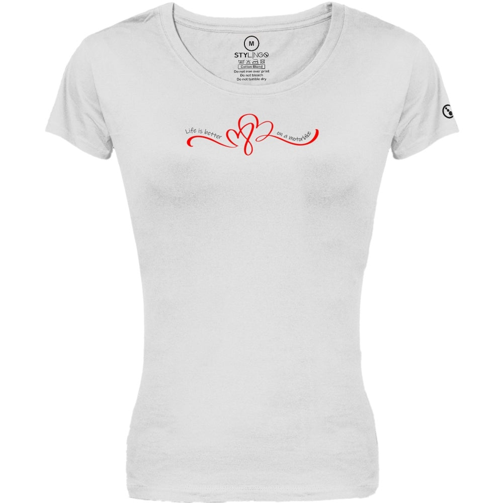 Ladies T-Shirt - Short Sleeve - Life is better on a motorbike - White