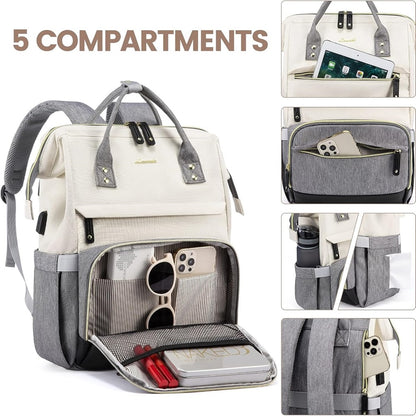 Laptop Backpack - 15.6 inch - Groover - Grey & Cream