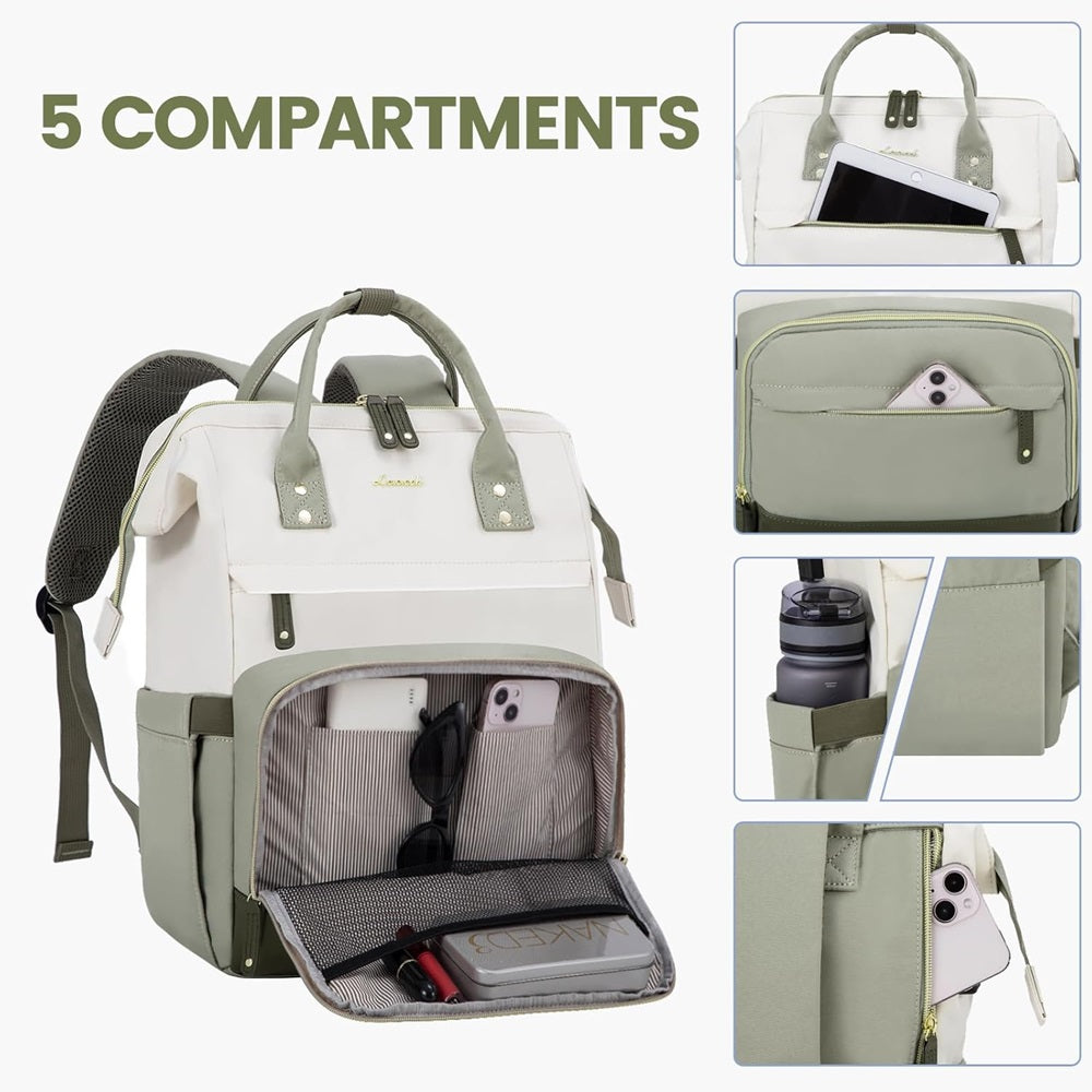 Laptop Backpack - 15.6 inch - Groover - Sage & Cream