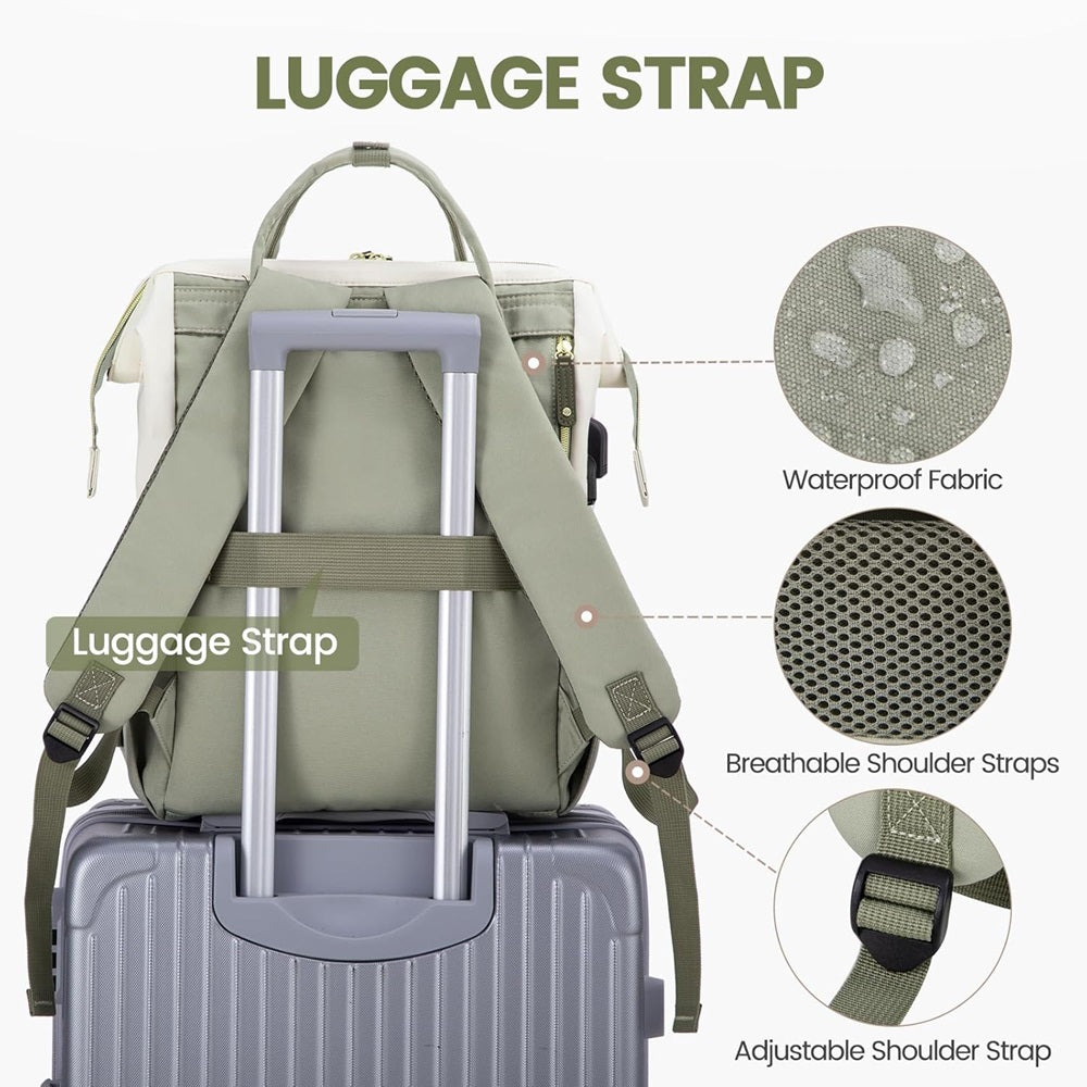 Laptop Backpack - 15.6 inch - Groover - Sage & Cream