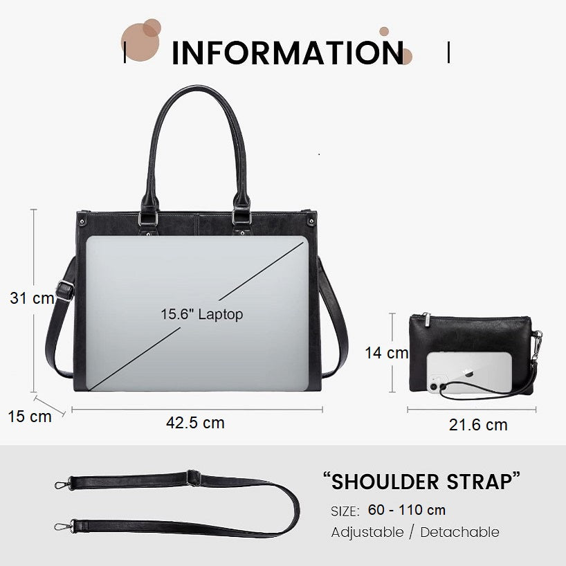 Laptop Bag - 15.6" - Sadie - With Pouch - Black shop at Stylingo.co.za