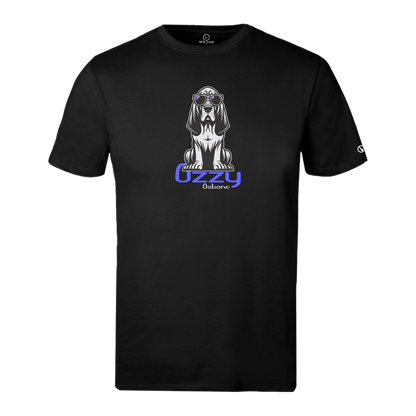 Black Stylingo T-shirt featuring the Ozzy Osbone dog-inspired graphic design.