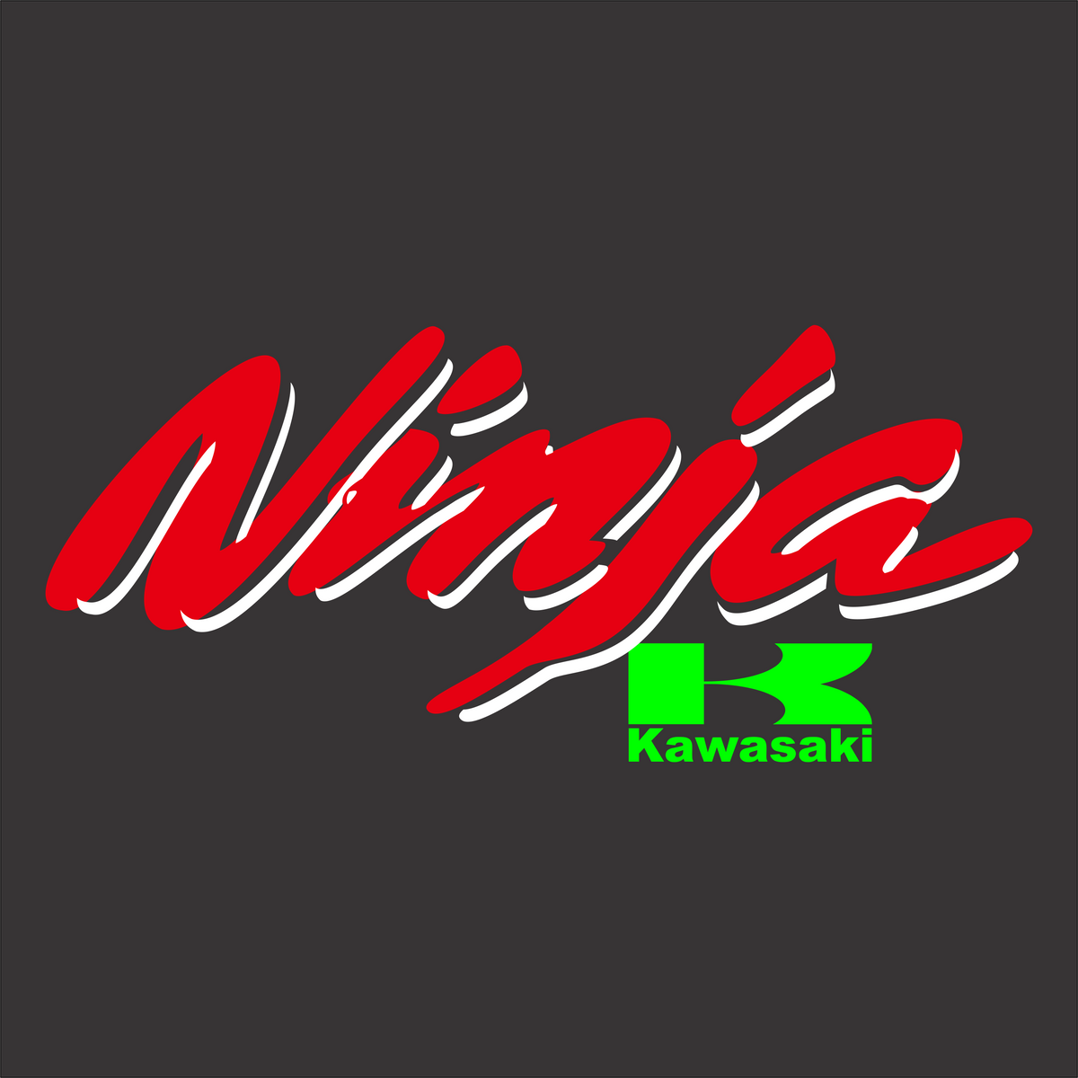 Ninja Kawasaki T-shirt artwork featuring a bold sport motorcycle-inspired graphic design.