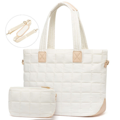 White Zuri Quilted Tote Bag