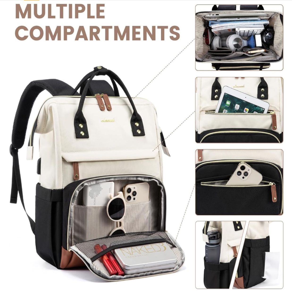 Laptop Backpack 15.6 Groover Black Cream